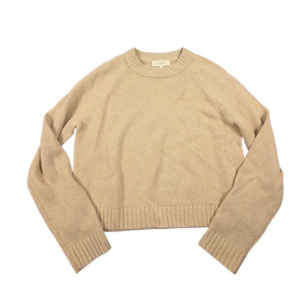 Sezane La Maille Sezane Women Sweater Yak Wool Knit Crewneck Raglan Beige Tan L